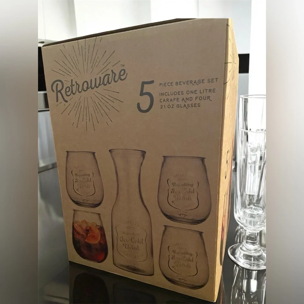 Beverage Set with Carafe and Glasses